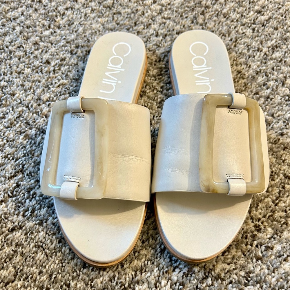 Calvin Klein Patreece Cow Silk Slides